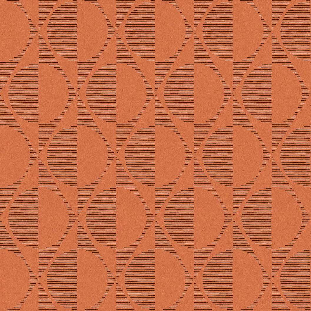 Geometrikus mintás narancssárga vlies design tapéta retró hangulatban
