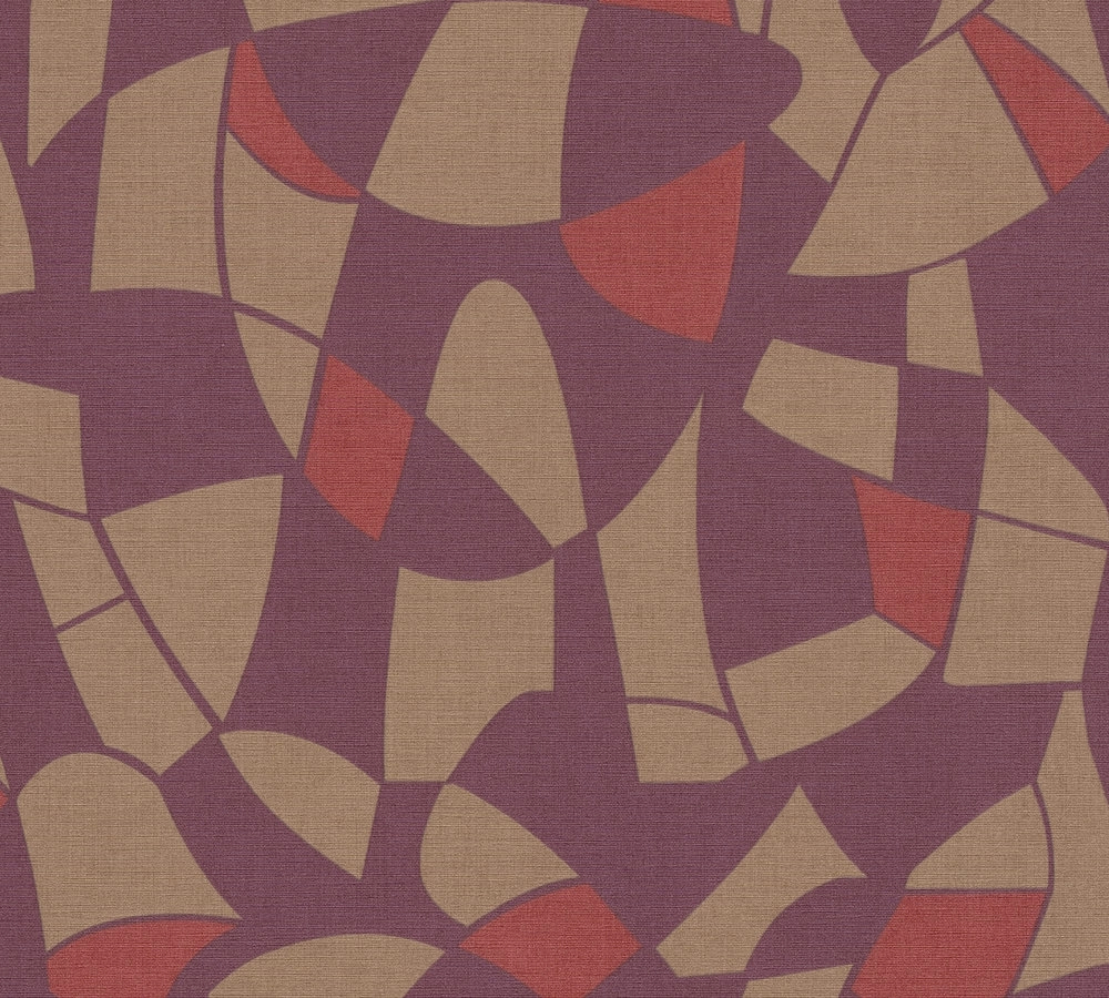 Geometrikus mintás vinyl mosható dekor tapéta lila színben