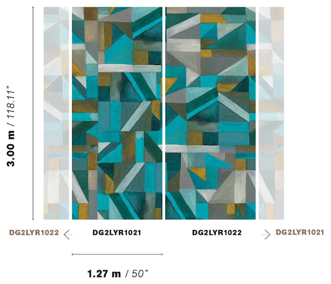 Geometrikus mintás vlies Khroma fali poszter türkiz színvilágban