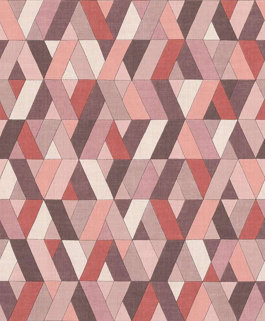 Geometrikus mintás vlies tapéta rózsaszín bordó színekkel