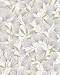 Gingko levél mintás dekor tapéta fehér alapon ezüst levelekkel