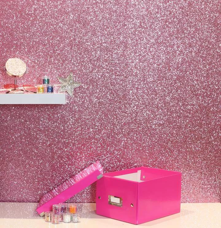 Glamour rózsaszín glitteres vlies design tapéta