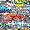 Graffitis szürke színű tégla mintás gyerek dekor tapéta