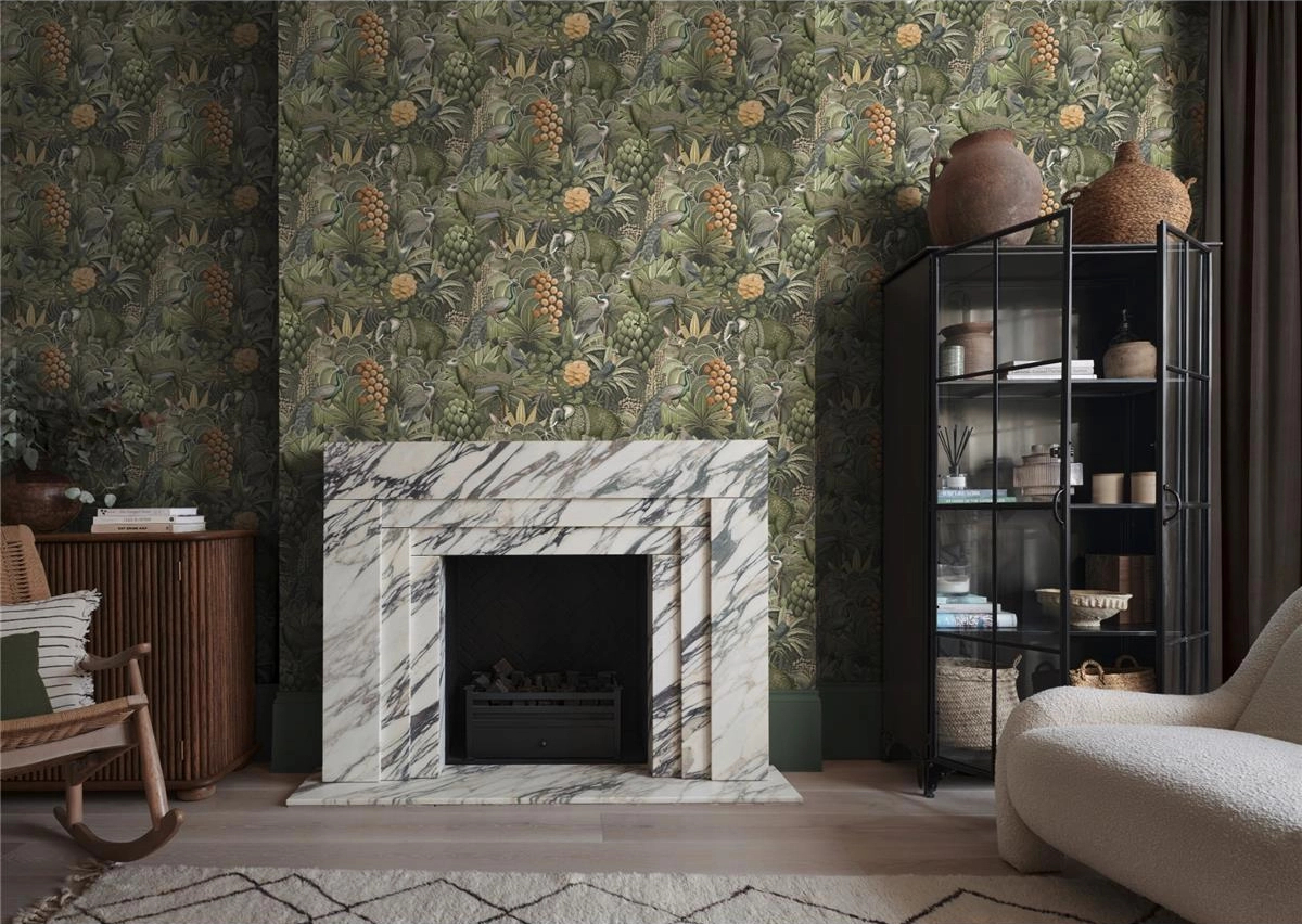 Graham dekor tapéta dzsungel mintával állatokkal világoszöld színben