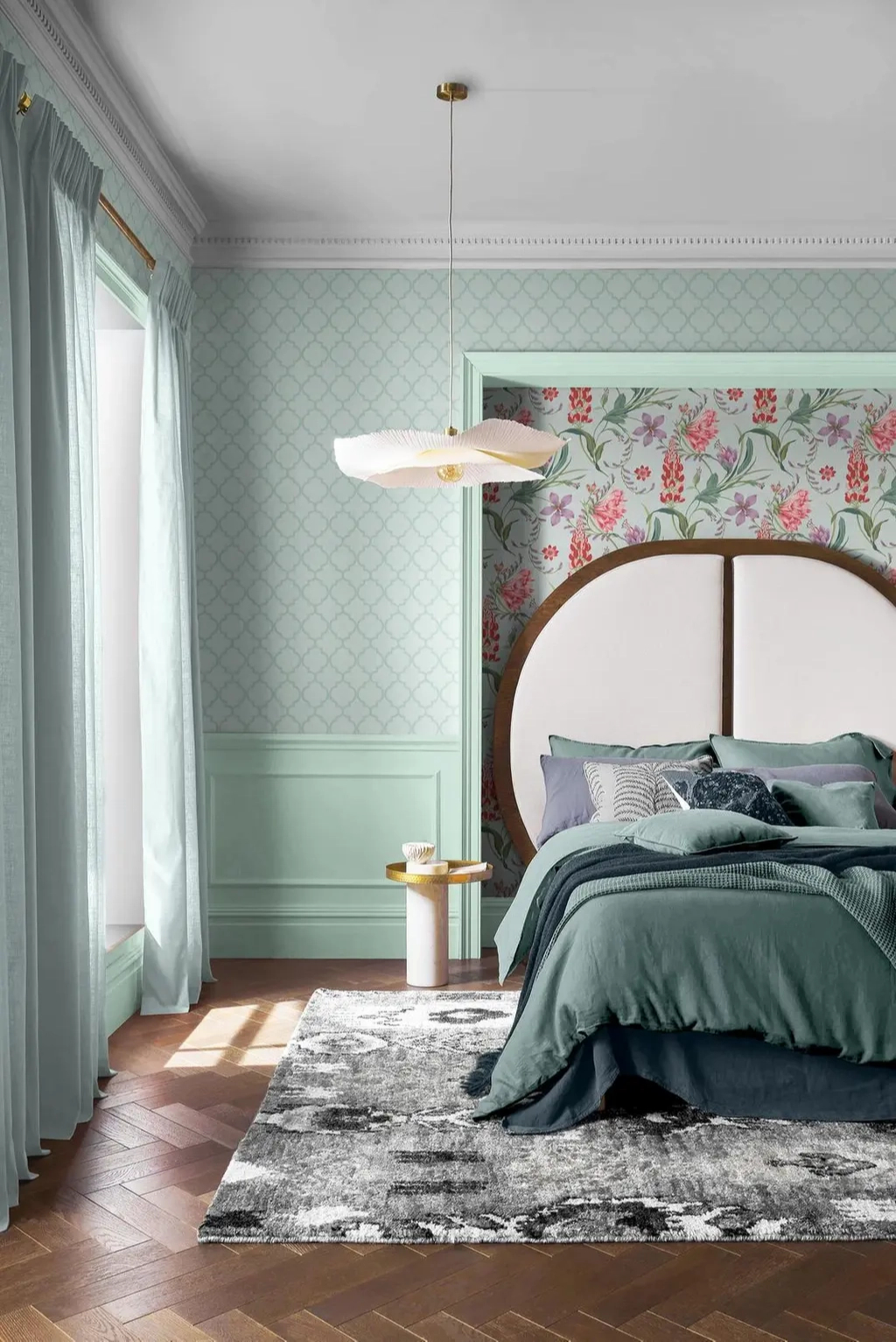 Graham dekor tapéta geometrikus csempe mintával kék színben