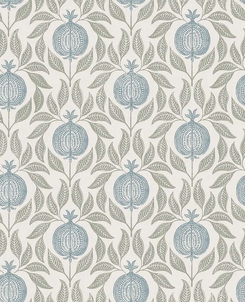 Graham dekor tapéta gránátalma mintával pasztel zöld és kék színben