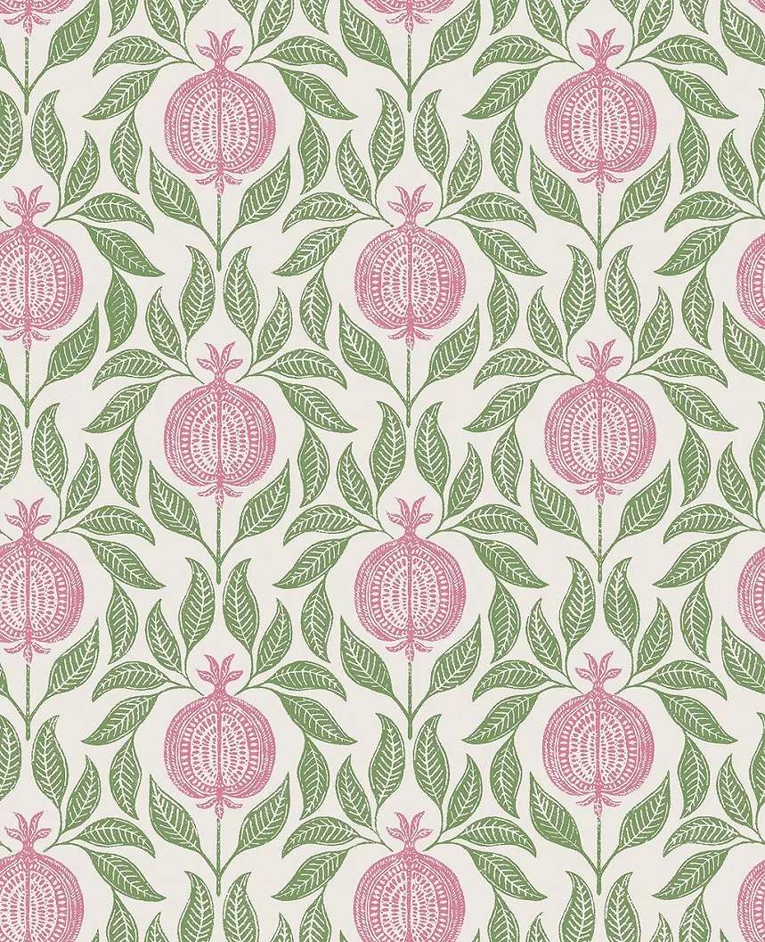 Graham dekor tapéta gránátalma mintával zöld és rózsaszín színben
