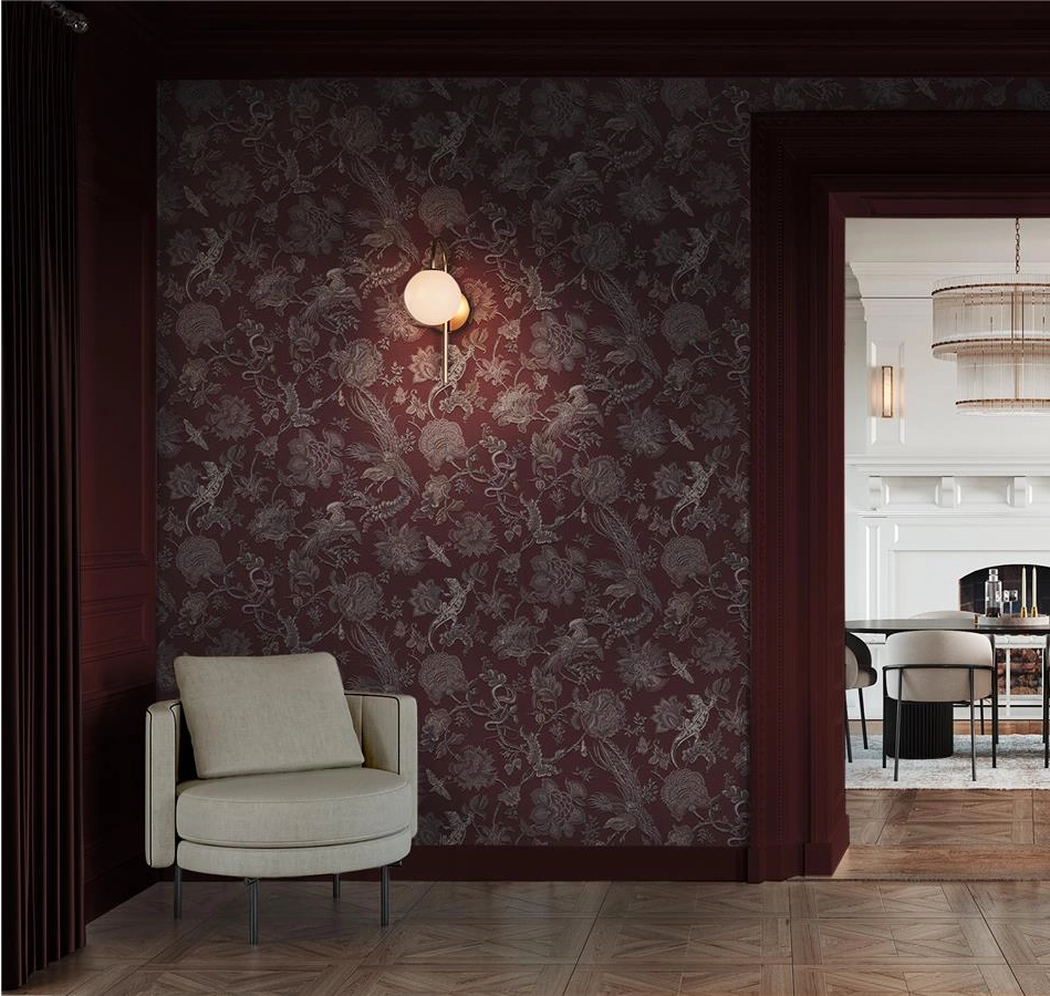 Graham dekor tapéta madár mintával bordó színben 2 x 52cm szett