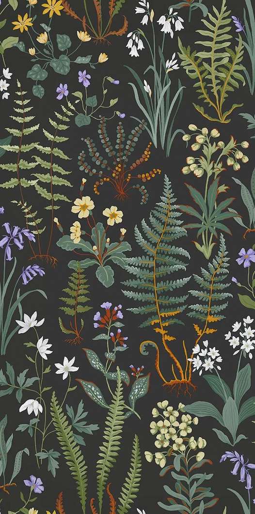 Graham dekor tapéta mezei virág mintával fekete színben