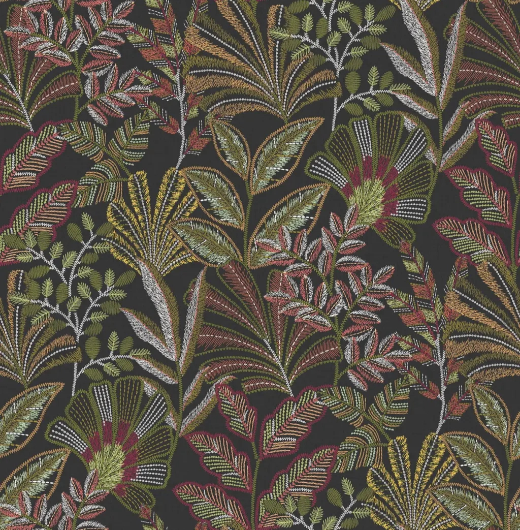 Graham dekor tapéta trópusi levél mintával fekete színben