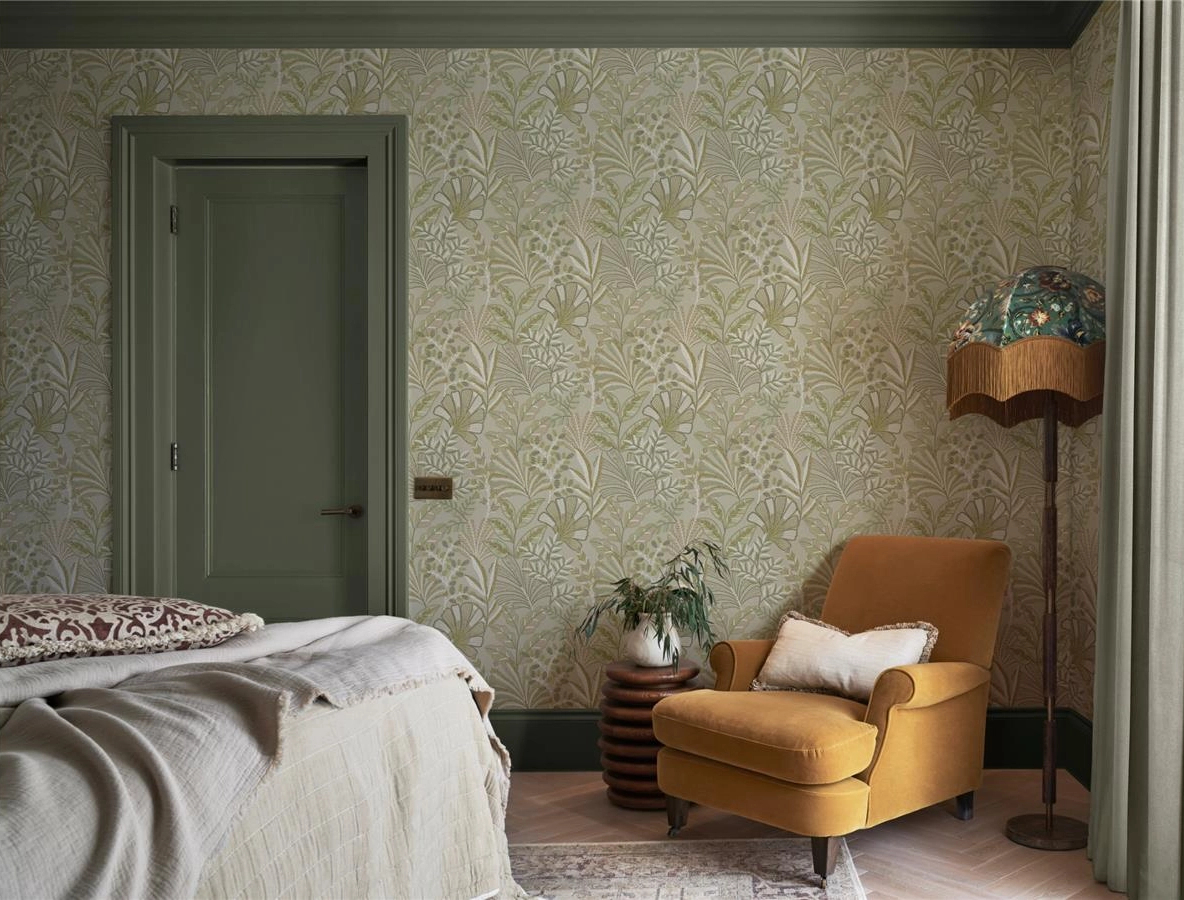 Graham dekor tapéta trópusi levél mintával világoszöld színben
