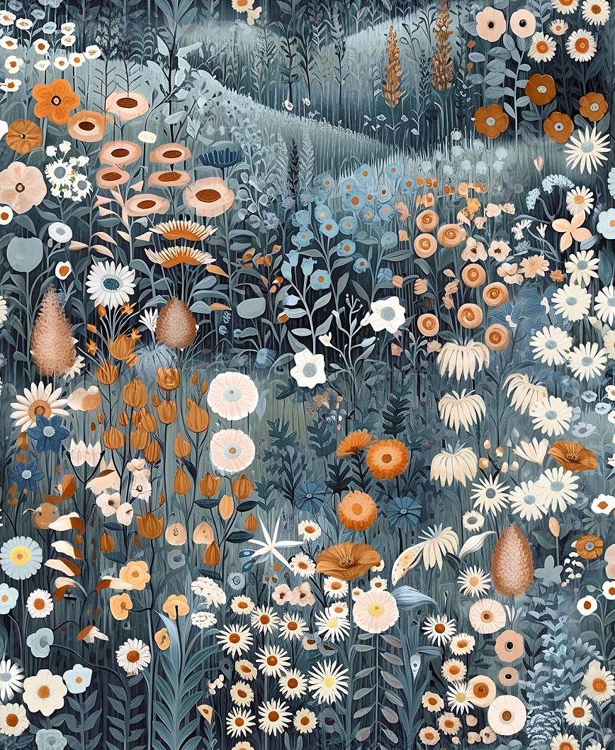 Graham dekor tapétavirágos mező mintával inidgókék piros és fehér színben