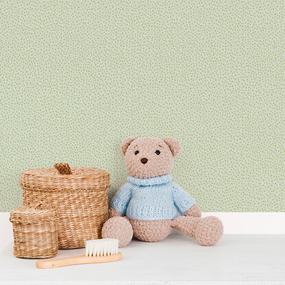 Gyerek dekor tapéta almazöld színben pöttyös mintával