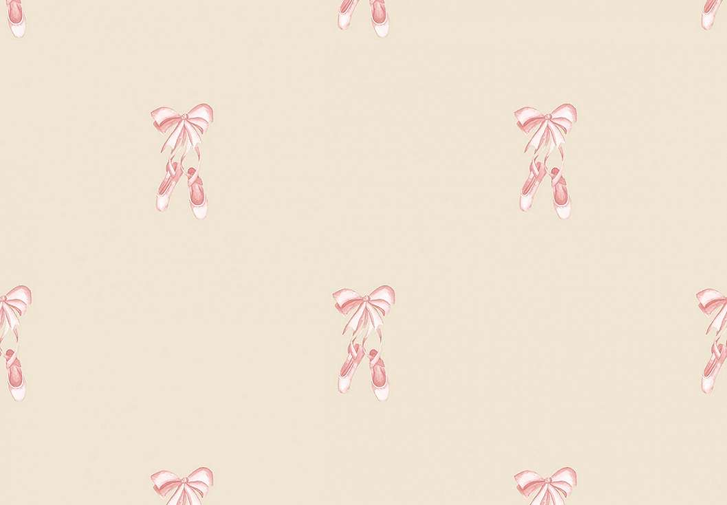 Gyerek dekor tapéta balerinacipő mintával beige rózsaszín színben