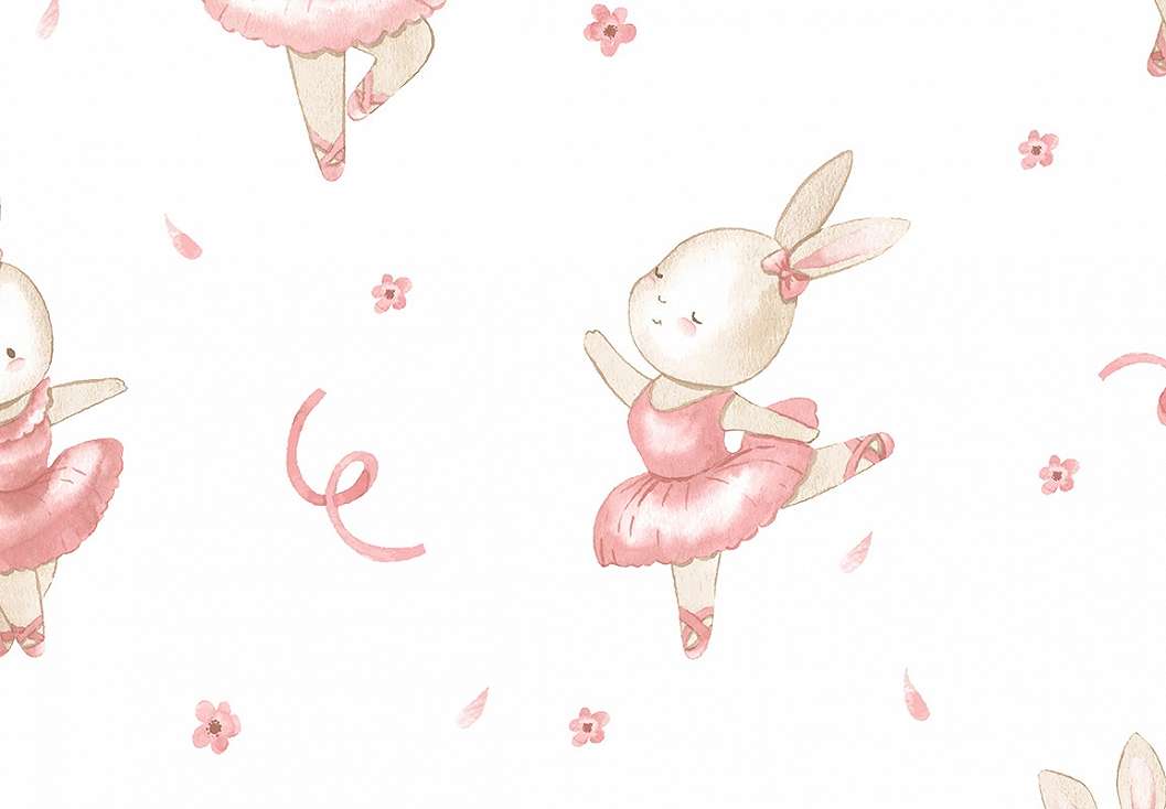Gyerek dekor tapéta balerinanyuszi mintával rózsaszín színben