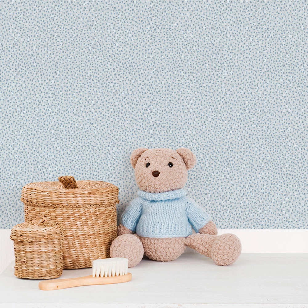 Gyerek dekor tapéta égkék színben pöttyös mintával