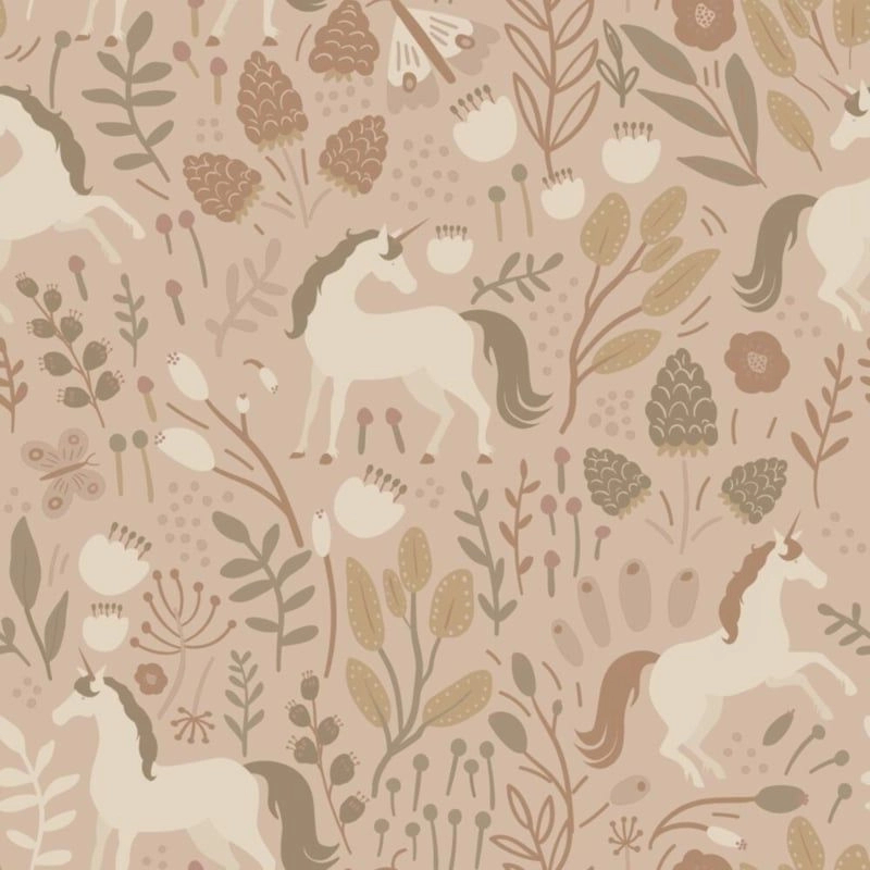 Gyerek dekor tapéta egyszervú mintás barack és barnar színben