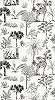 Gyerek dekor tapéta fekete fehér trópusi botanika és állat mintával