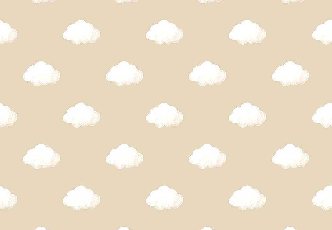 Gyerek dekor tapéta felhő mintával barna színben
