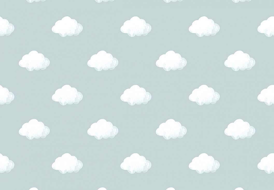 Gyerek dekor tapéta felhő mintával kék színben
