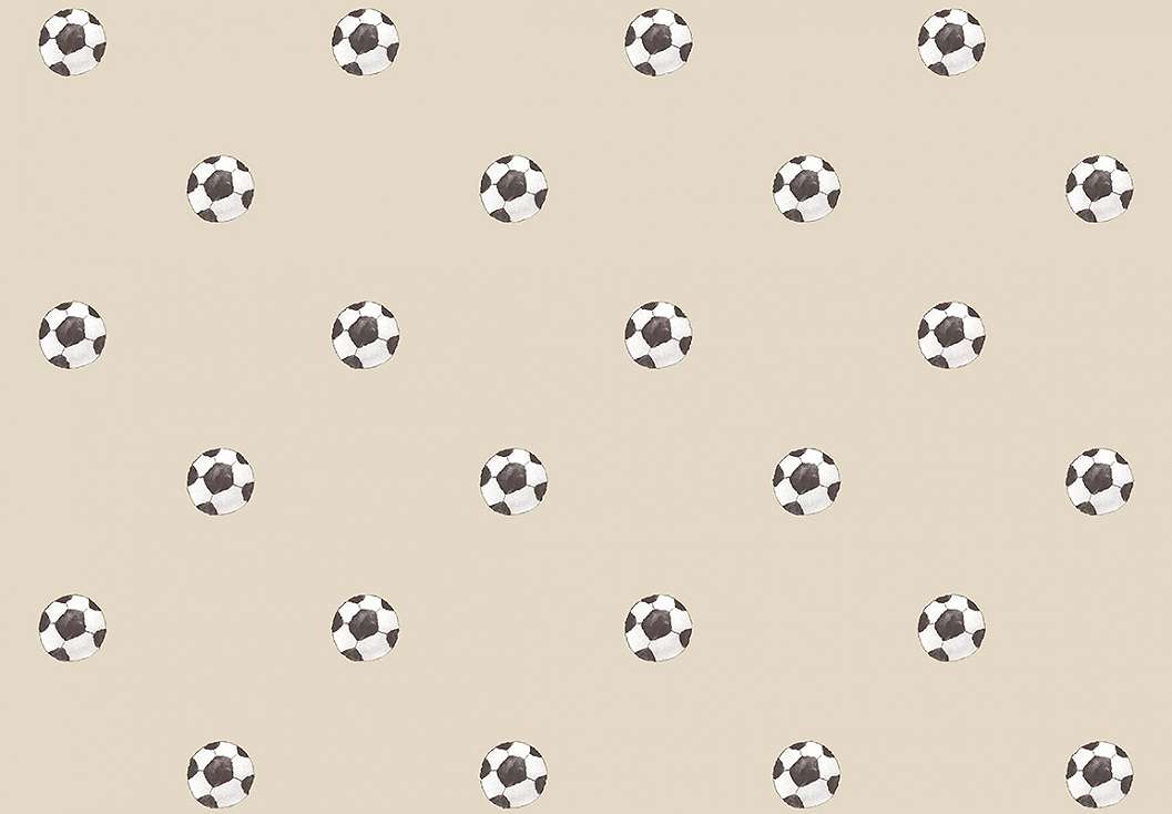 Gyerek dekor tapéta focilabda mintával beige színben