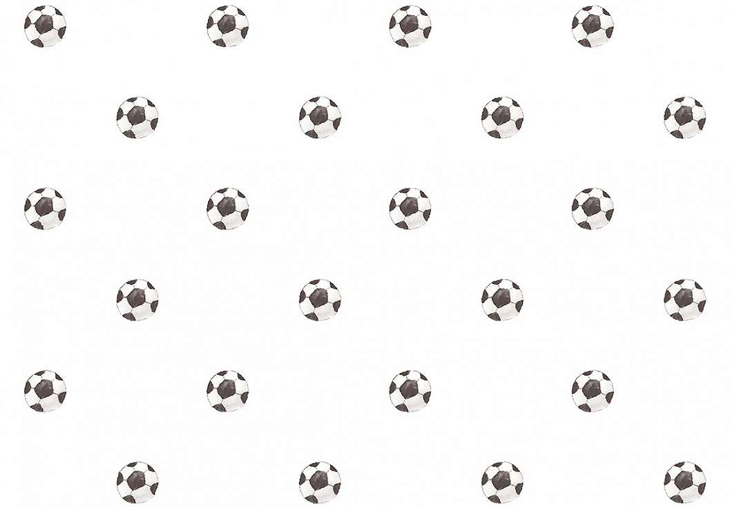 Gyerek dekor tapéta focilabda mintával fehér színben