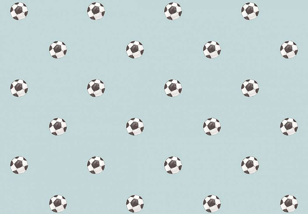 Gyerek dekor tapéta focilabda mintával kék színben