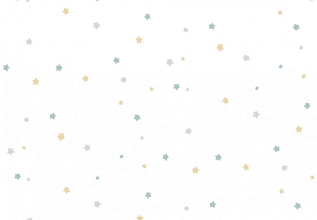 Gyerek dekor tapéta kis csillag mintával kék sárga színben