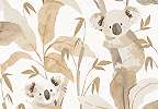 Gyerek dekor tapéta koala mintával beige és barna színben