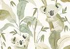 Gyerek dekor tapéta koala mintával zöld színben