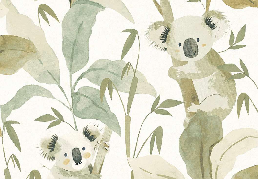 Gyerek dekor tapéta koala mintával zöld színben
