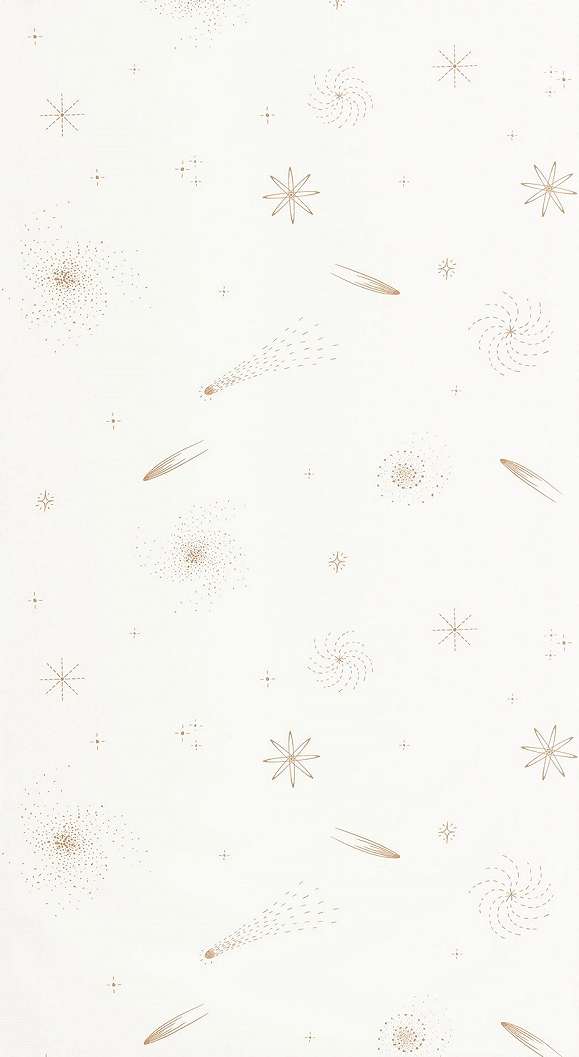 Gyerek dekor tapéta koptatott fehér alapon arany üstökös és csillag mintákkal