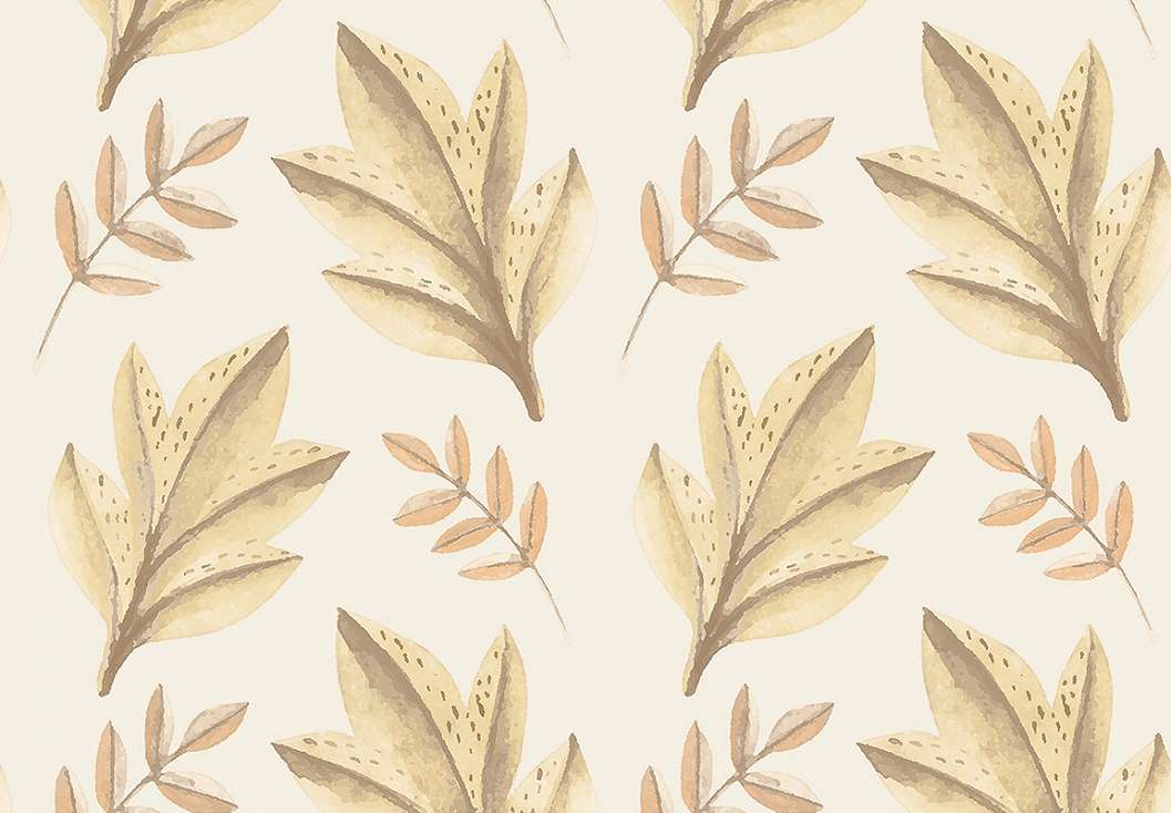 Gyerek dekor tapéta levél mintával zöld és beige színben