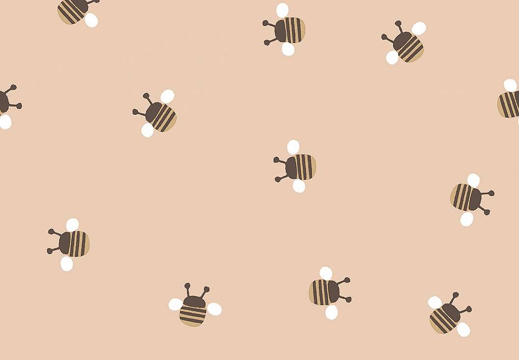 Gyerek dekor tapéta méhecske mintával barna színben