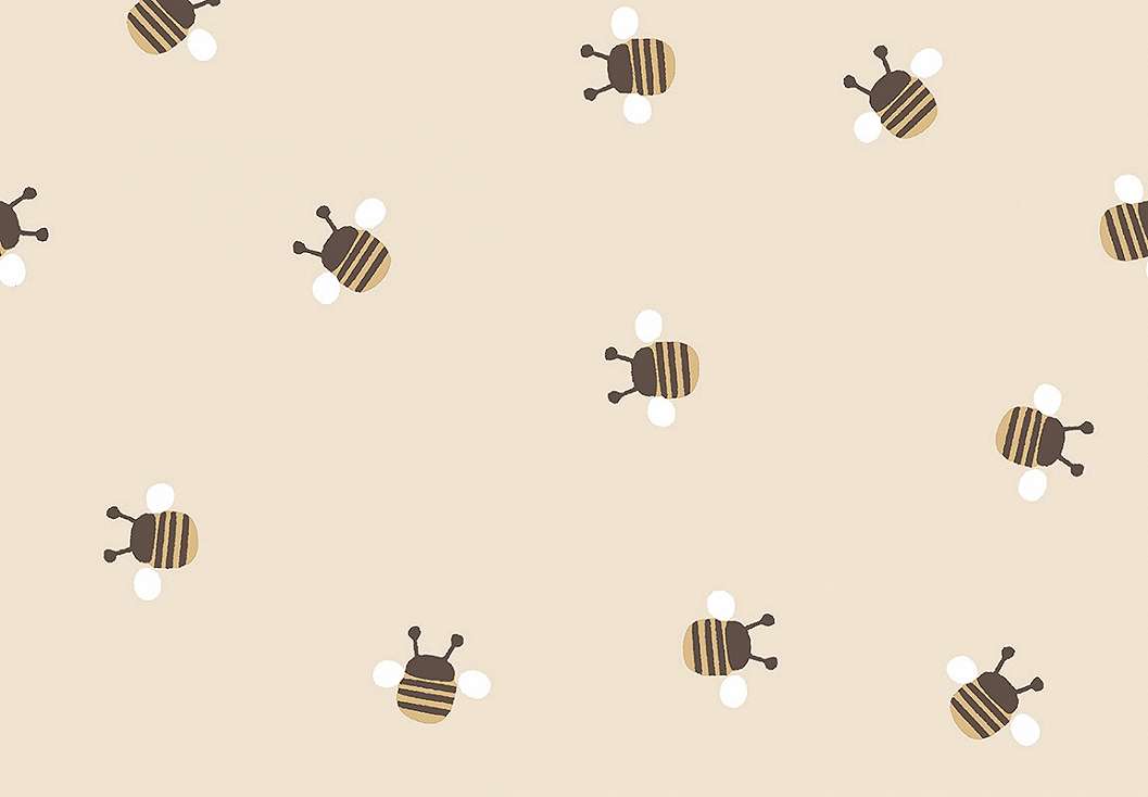 Gyerek dekor tapéta méhecske mintával beige színben