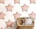 Gyerek dekor tapéta nagy csillag mintával rózsaszín színben