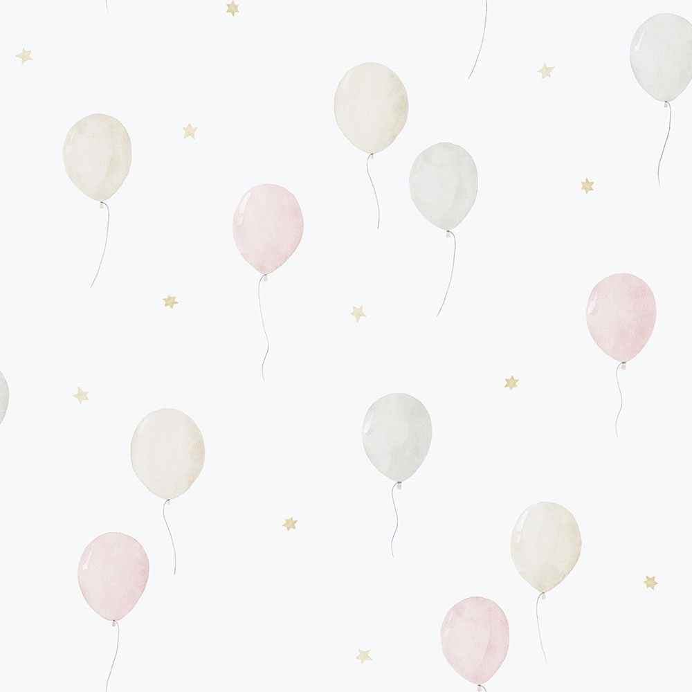 Gyerek dekor tapéta rózsaszín és beige színben léggömb mintával