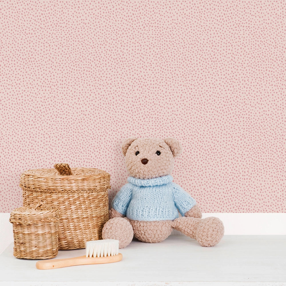 Gyerek dekor tapéta rózsaszín színben pöttyös mintával