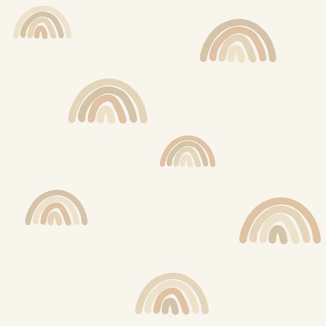 Gyerek dekor tapéta szivárvány mintás beige színben