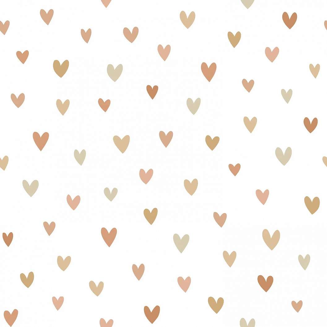 Gyerek dekor tapéta szivecske mintás barack és beige színben