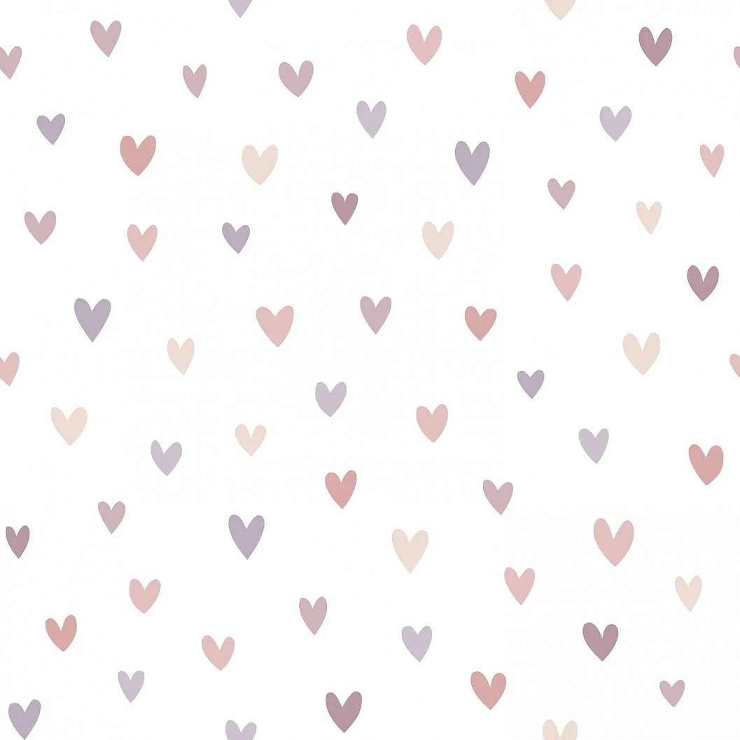Gyerek dekor tapéta szivecske mintás lila rózsaszín színben