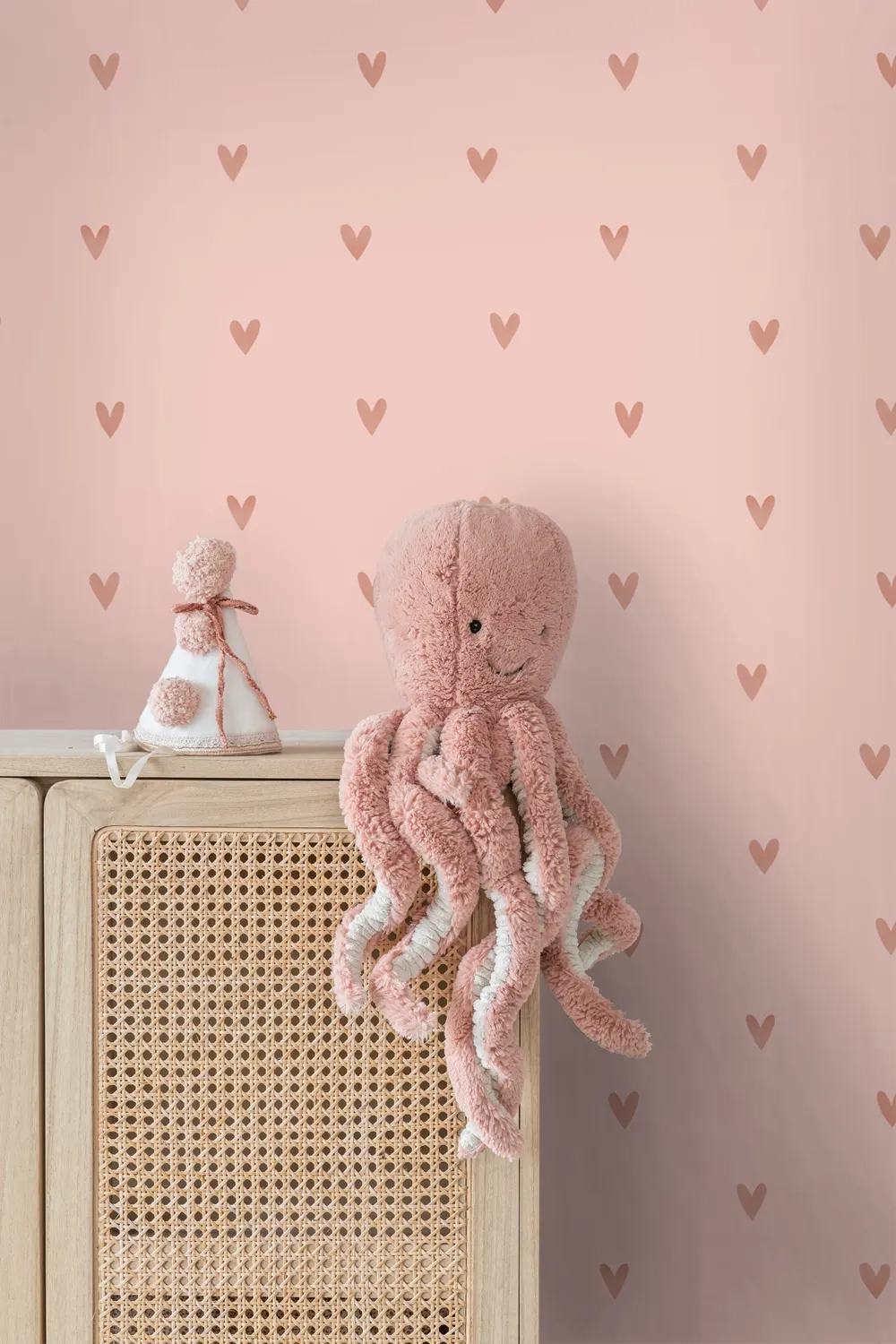 Gyerek dekor tapéta szivecske mintás rózsaszín színben