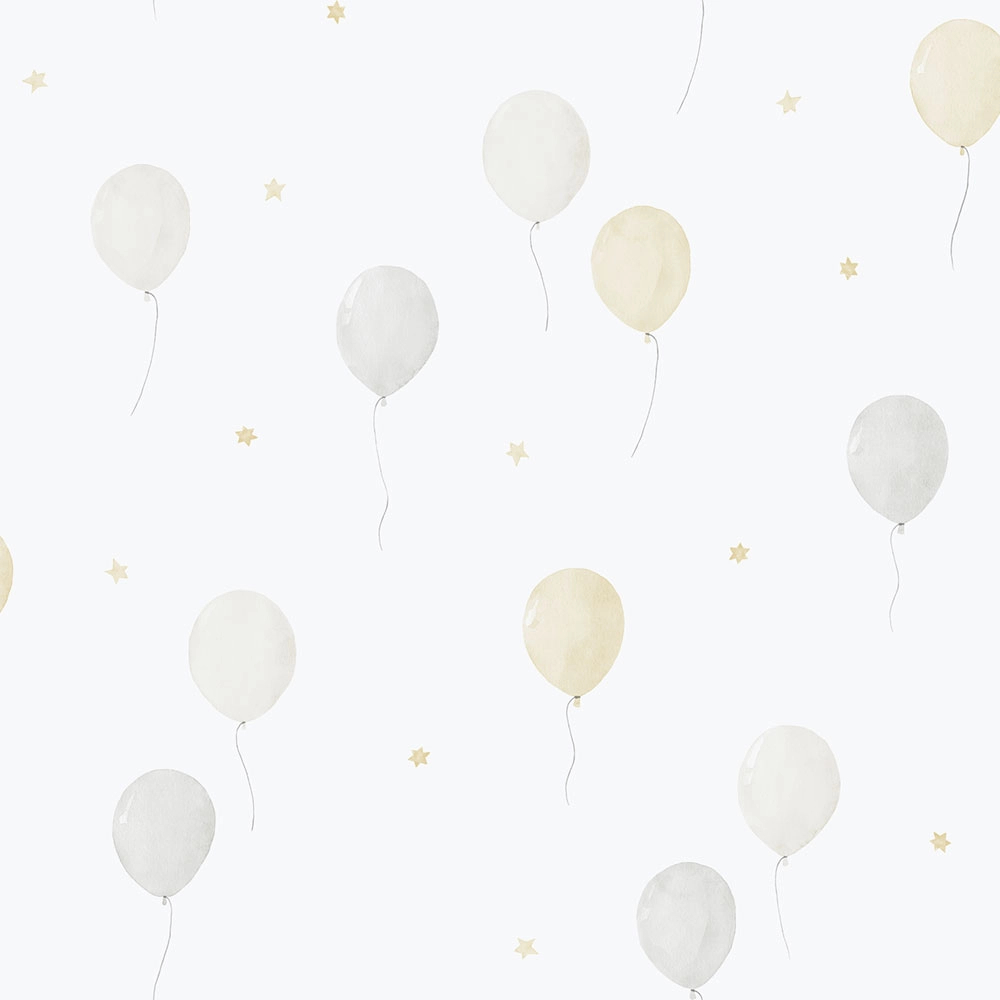 Gyerek dekor tapéta szürke és beige színben léggömb mintával