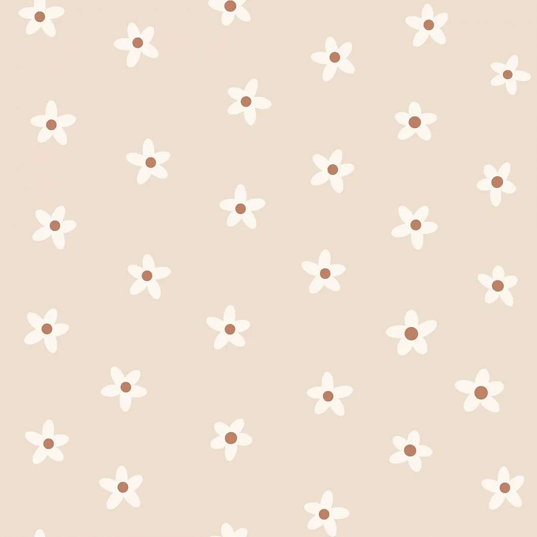 Gyerek dekor tapéta virág mintás beige színben