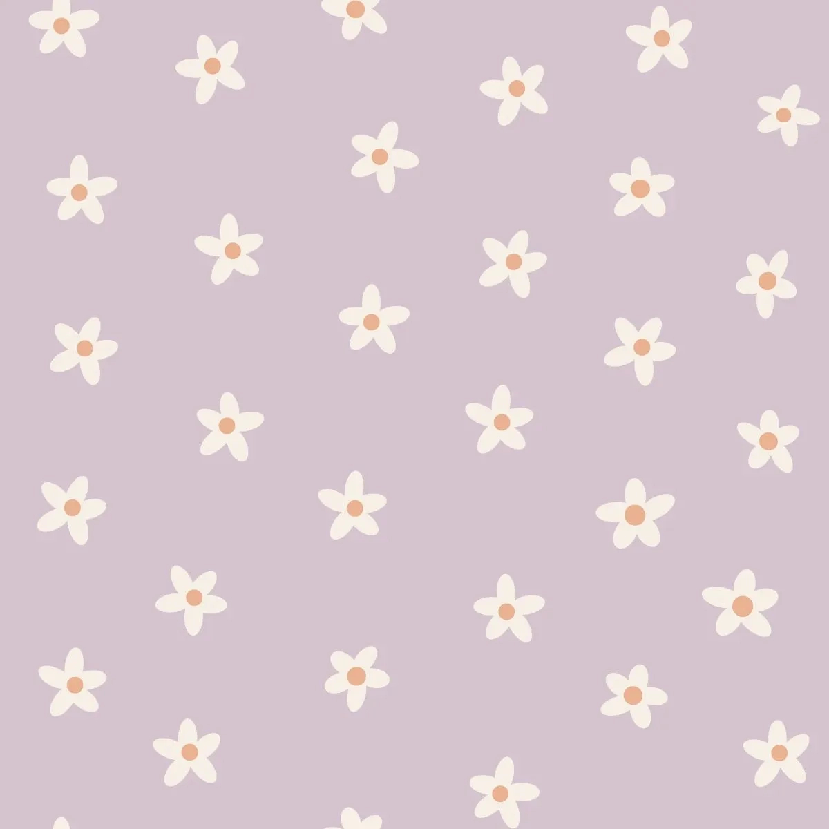 Gyerek dekor tapéta virág mintás lila színben