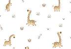 Gyerek dekor tapéta zsiráf mintával szürke levél színben
