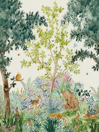 Gyerek fali poszter erdei állatos mintával