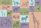 Gyerek fali poszter színes afrikai állat mintával