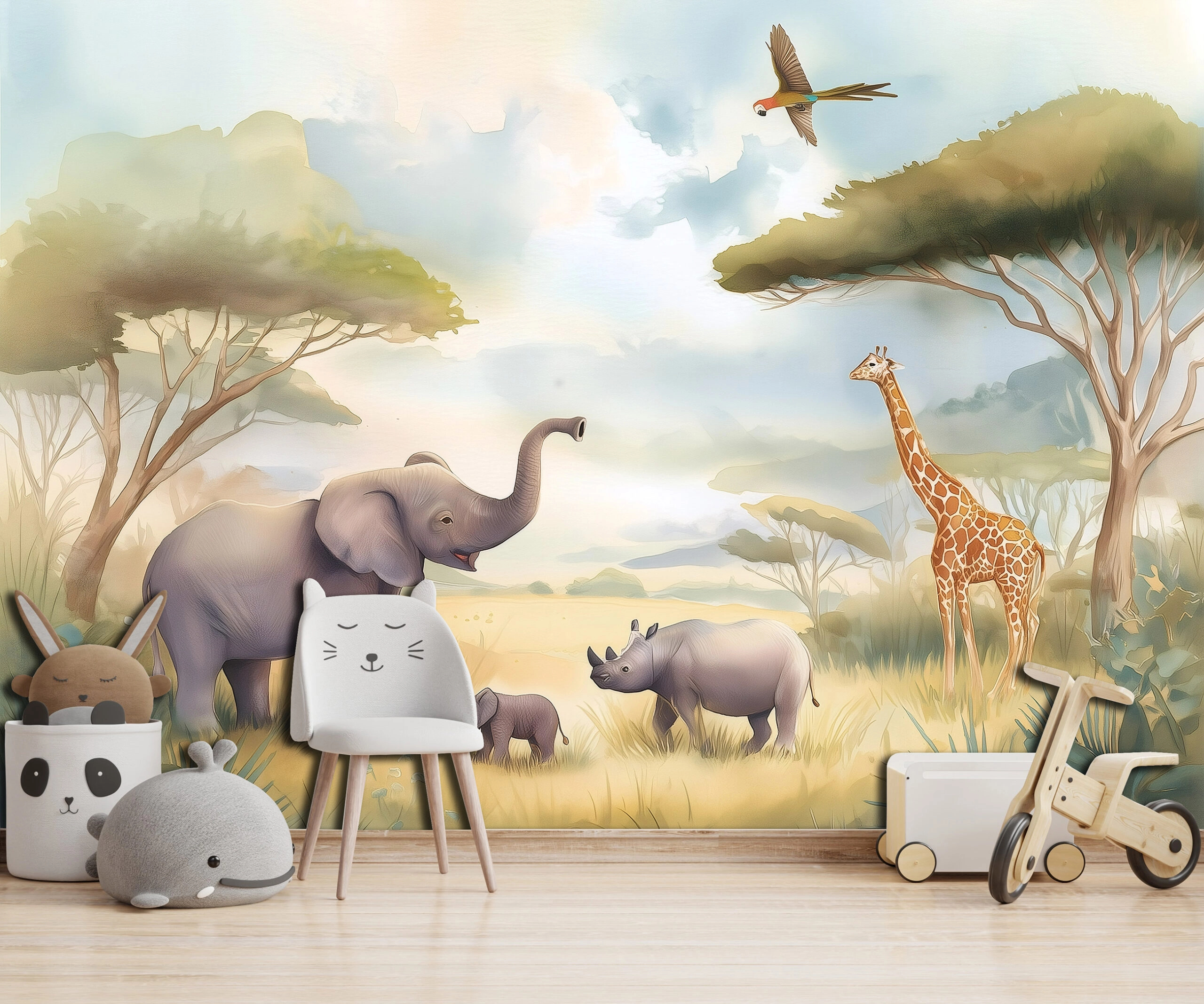 Gyerek fotótapéta afrikai állatok mintával 368x254 vlies