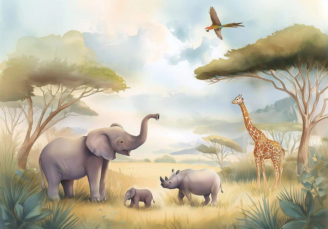 Gyerek fotótapéta afrikai állatok mintával 368x254 vlies